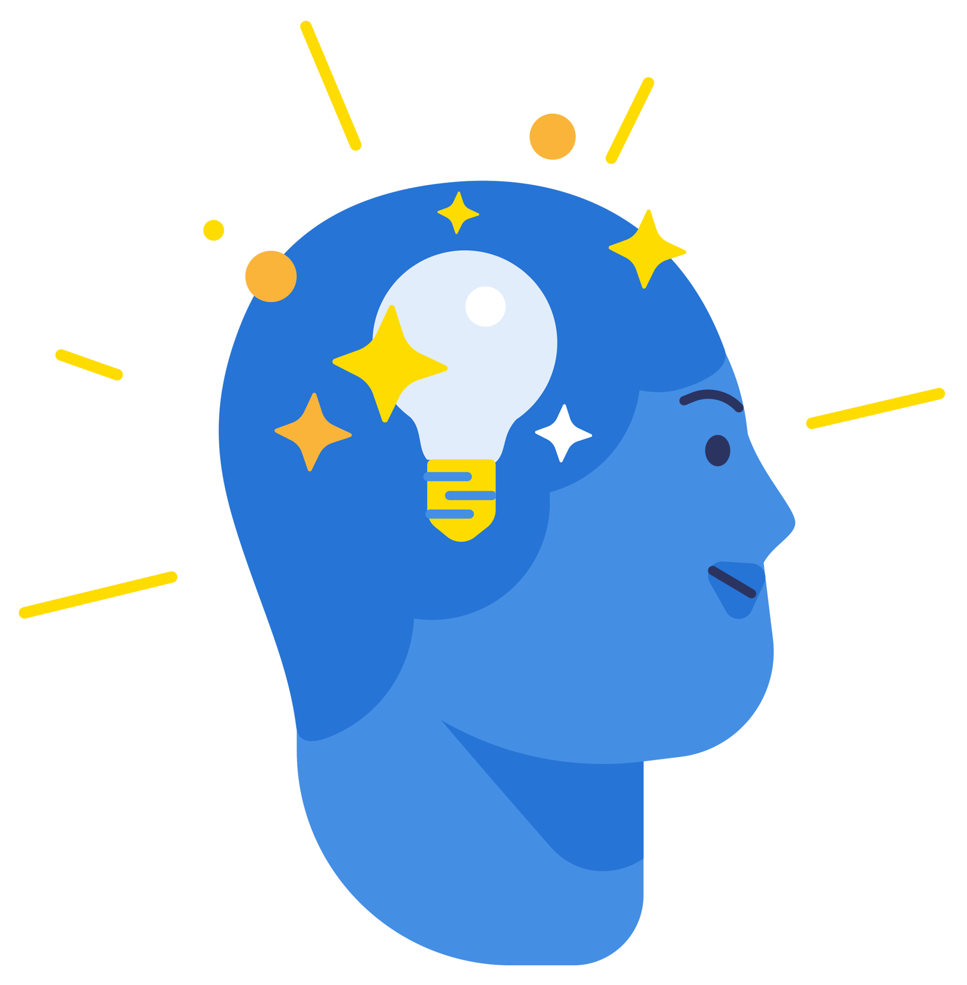 Illustration eines Kopfes mit einer Glühbirne als Symbol für Wissen, Erkenntnis oder eine Idee.